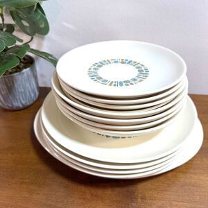 Set of 13 Vintage Atomic Canonsburg Temporama Dinner Plates Lunch Bowls Platter